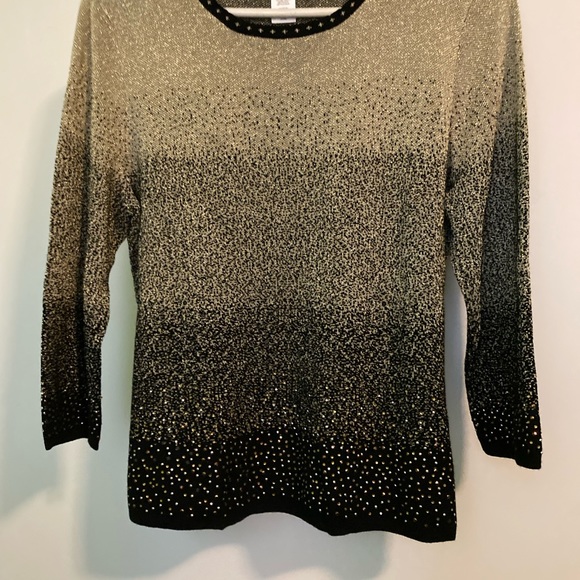 Alfred Dunner Black/Gold Pullover Sweater - Picture 6 of 8